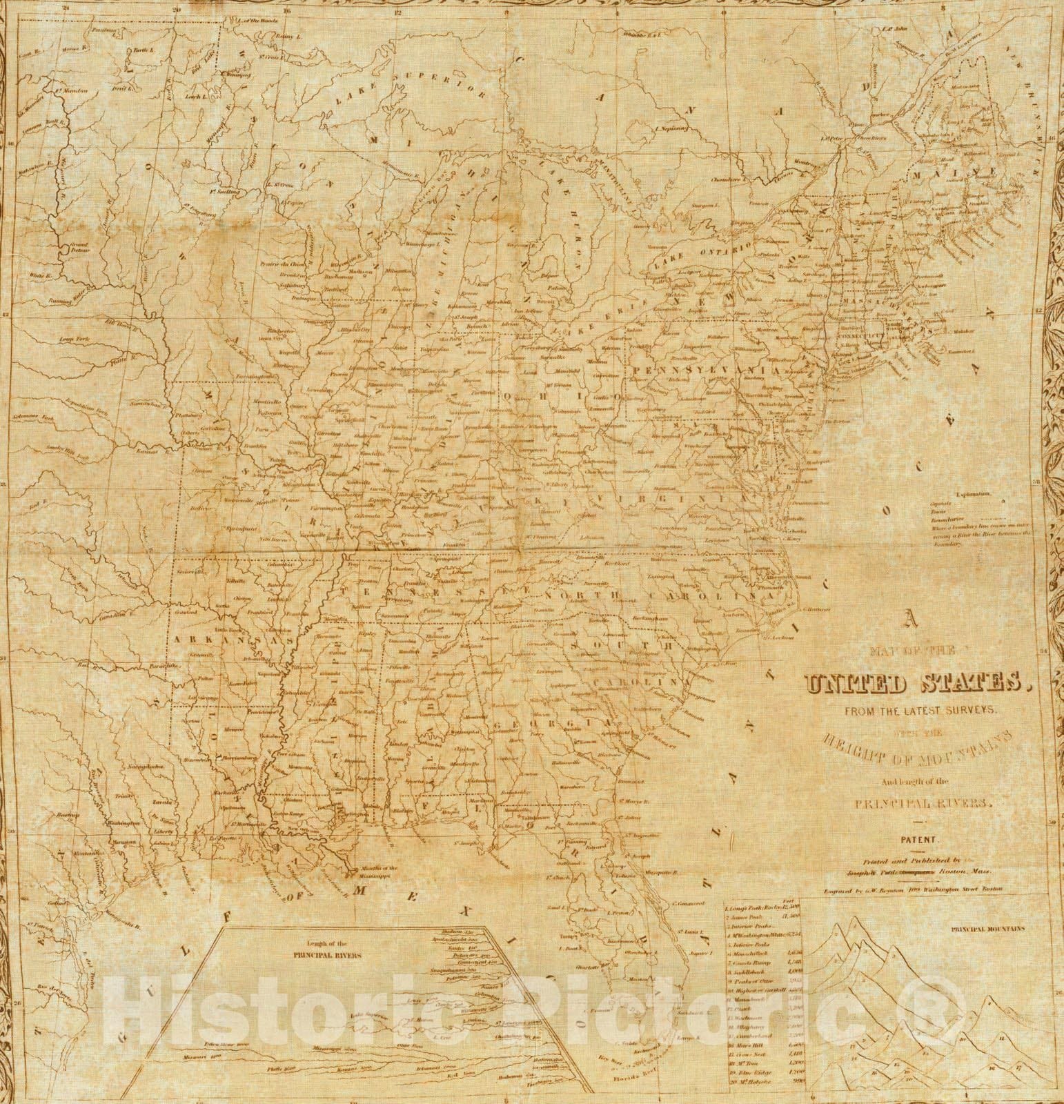 Historic Map : the United States, from the latest surveys, 1841 - Vintage Wall Art