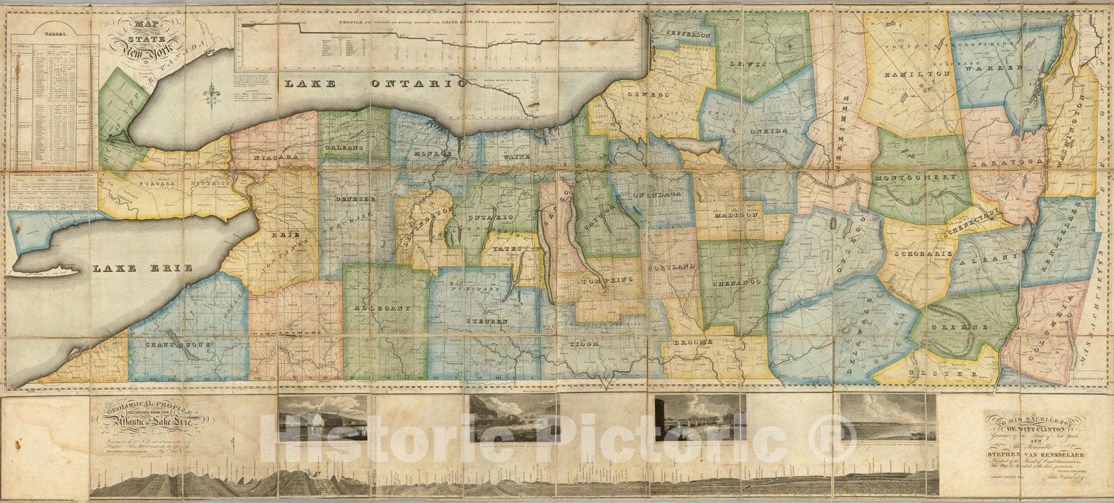 Historic Map : Map of the Western Part of the State of New York, 1825 - Vintage Wall Art