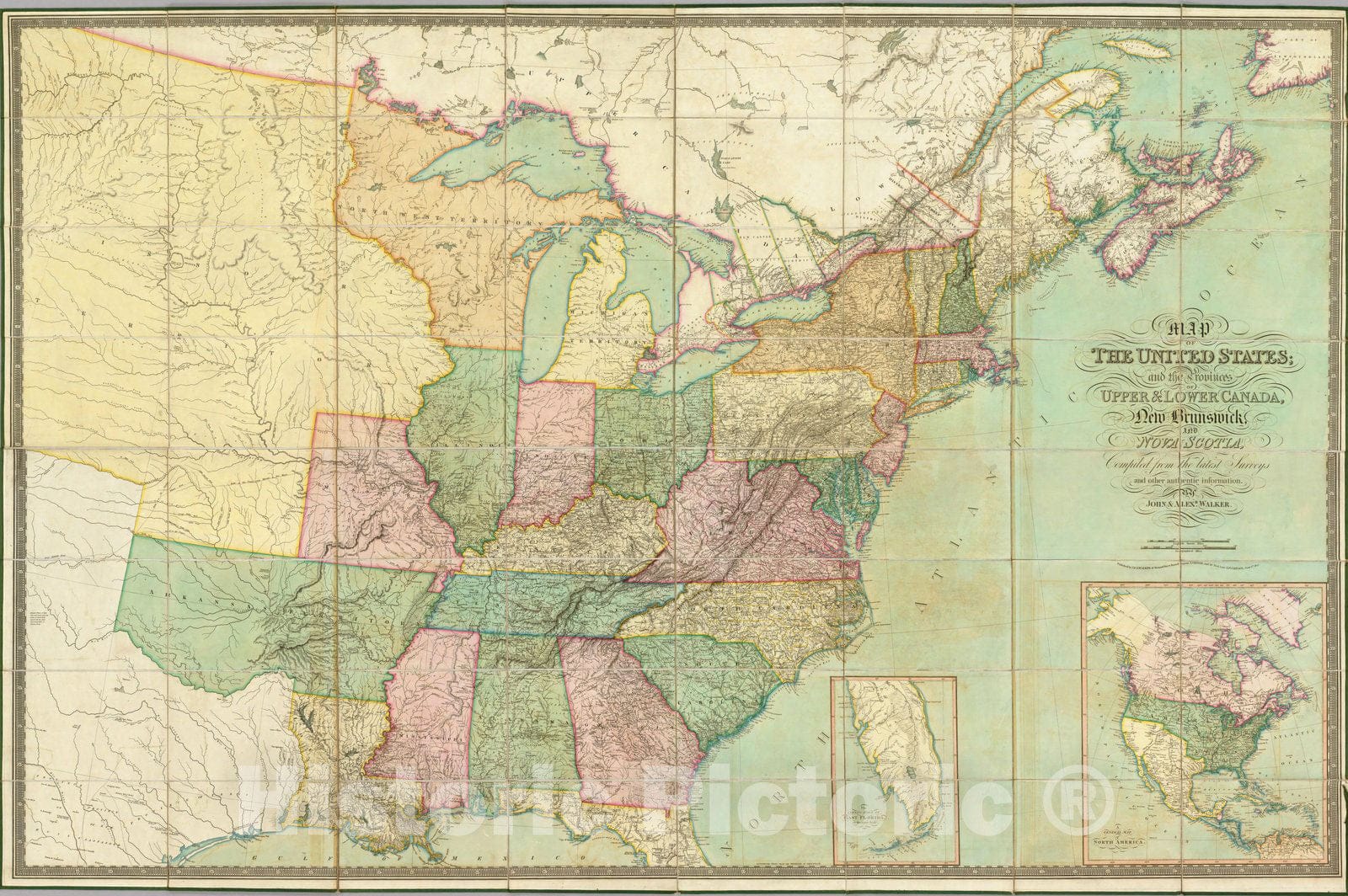 Historic Map : Map of the United States, 1827 - Vintage Wall Art
