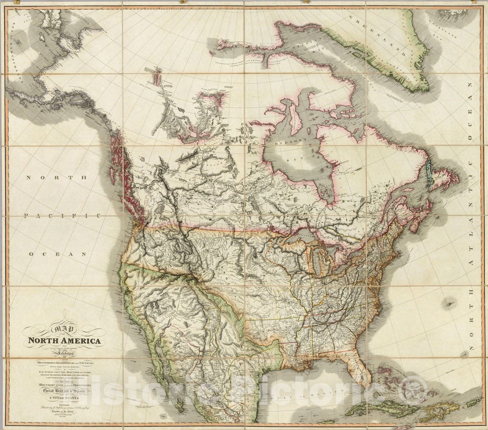 Historic Map : Map of North America, 1823 - Vintage Wall Art