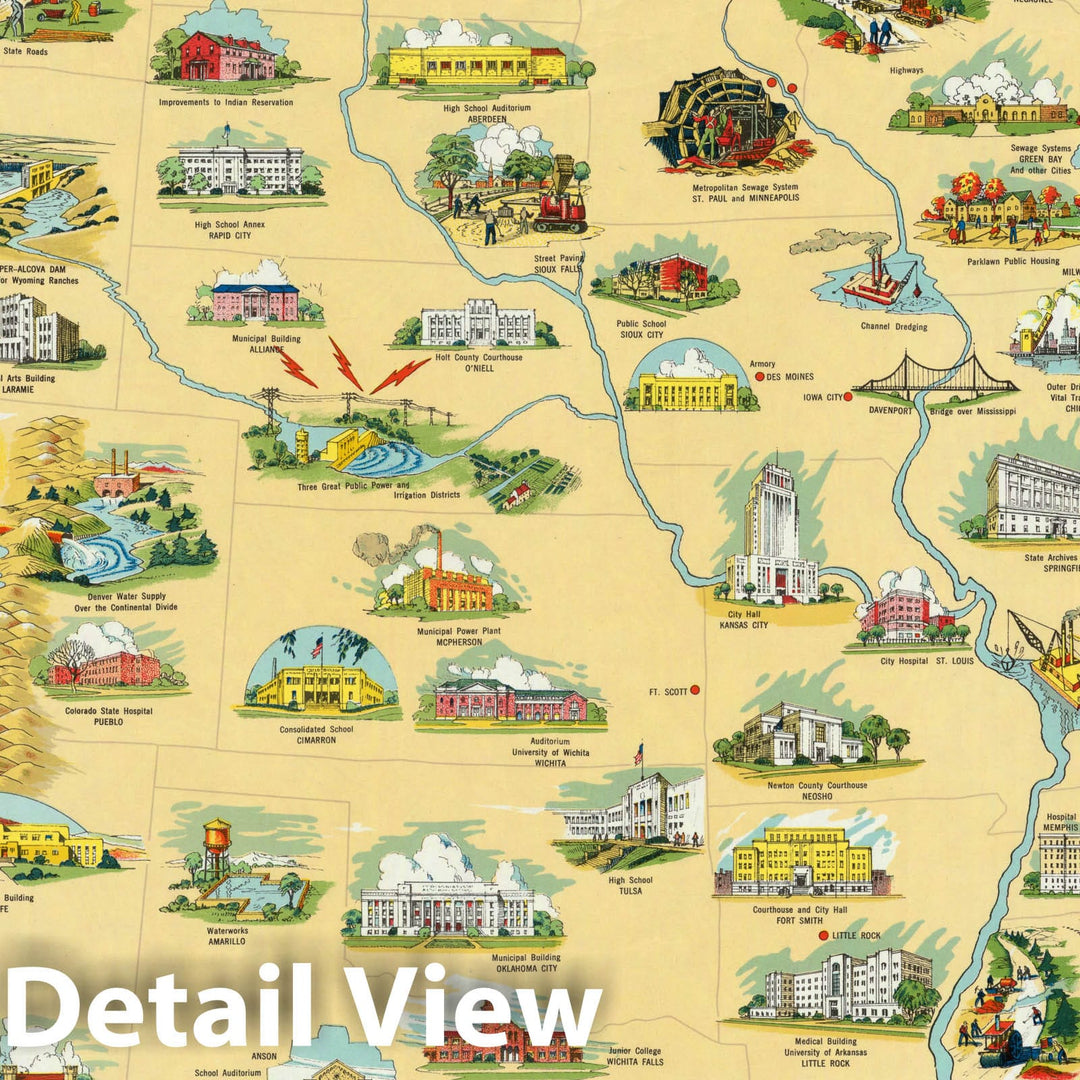 Historic Map - PWA rebuilds the Nation. 1935 - Vintage Wall Art ...