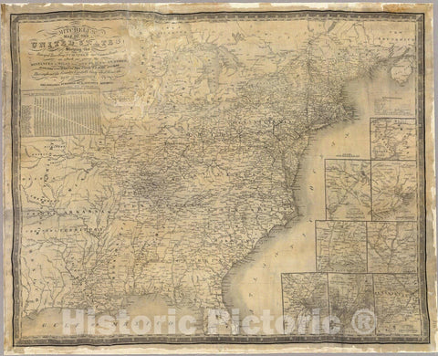 Historic Map : Mitchell's map of the United States, 1835 - Vintage Wall Art