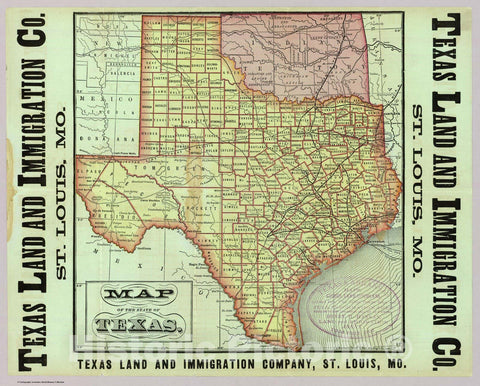 Historic Map : Pocket Map, State of Texas. 1876 - Vintage Wall Art