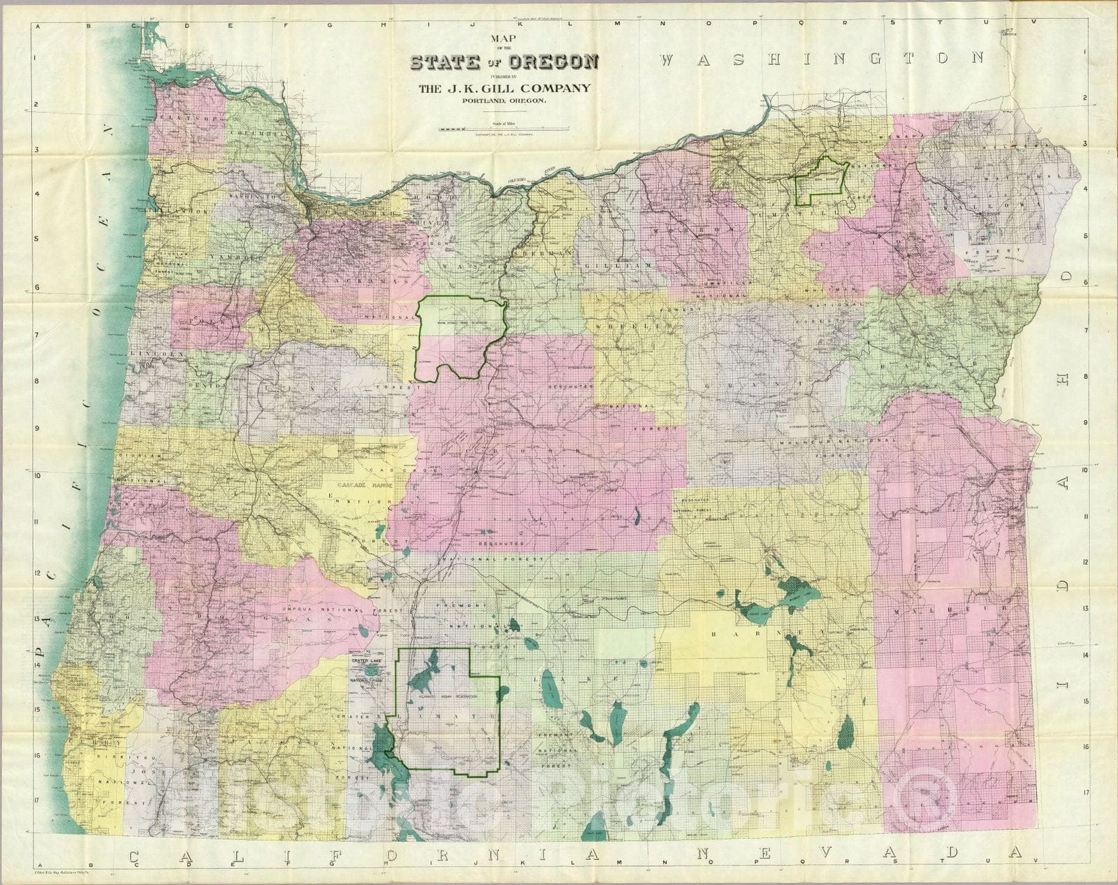 Historic Map : Pocket Map, State of Oregon. 1911 - Vintage Wall Art
