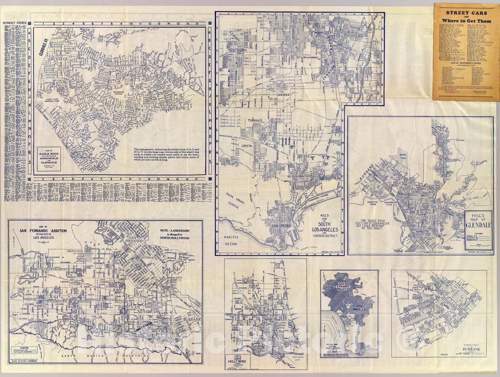 Historic Map : Los Angeles (Calif), California, Pocket Map, Verso: Los Angeles, California. 1928 , Vintage Wall Art
