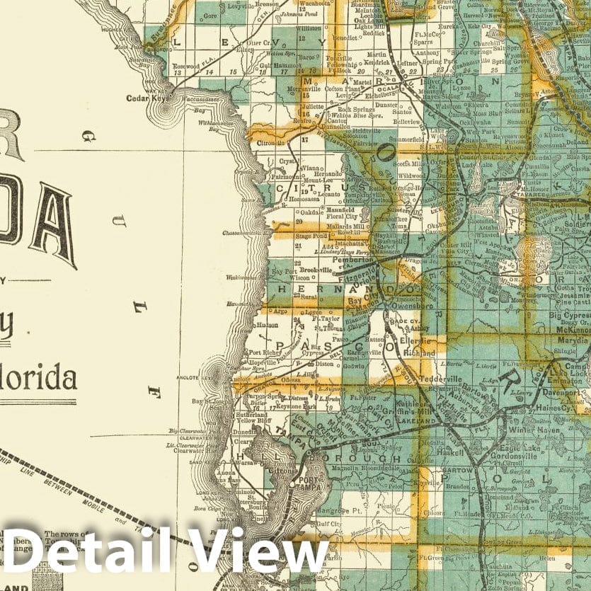 Historic Map : Township map Florida, 1890 - Vintage Wall Art