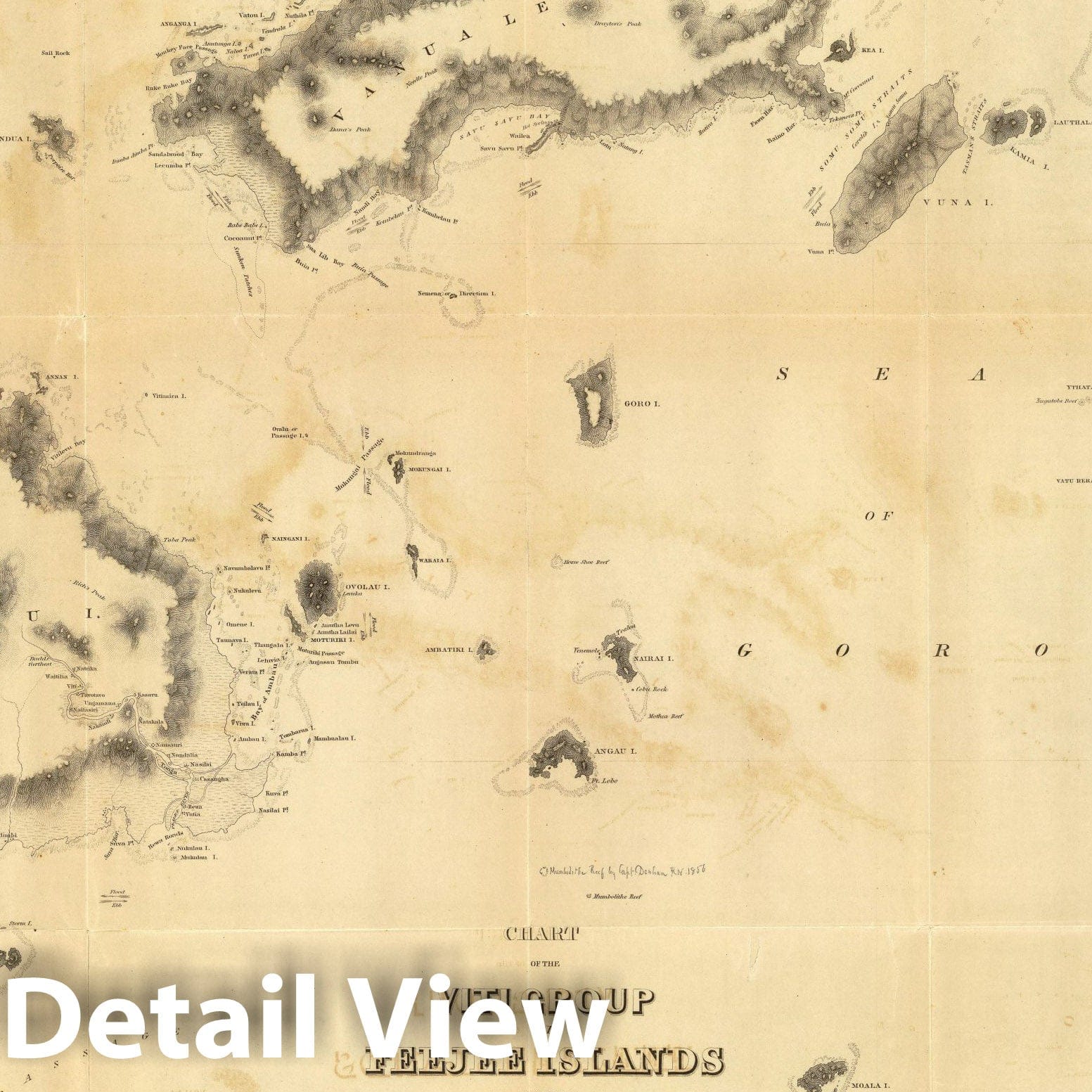 Historic Map - Exploration Book, Chart of the Viti Group or Feejee Islands. 1840, - Vintage Wall Art