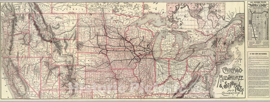 Historic Map : Chicago-Milwaukee & St. Paul Railway and connections., 1885, Vintage Wall Decor