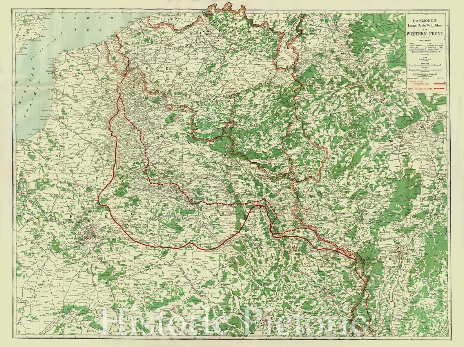 Historic Map : Map Western Front, 1917 - Vintage Wall Art
