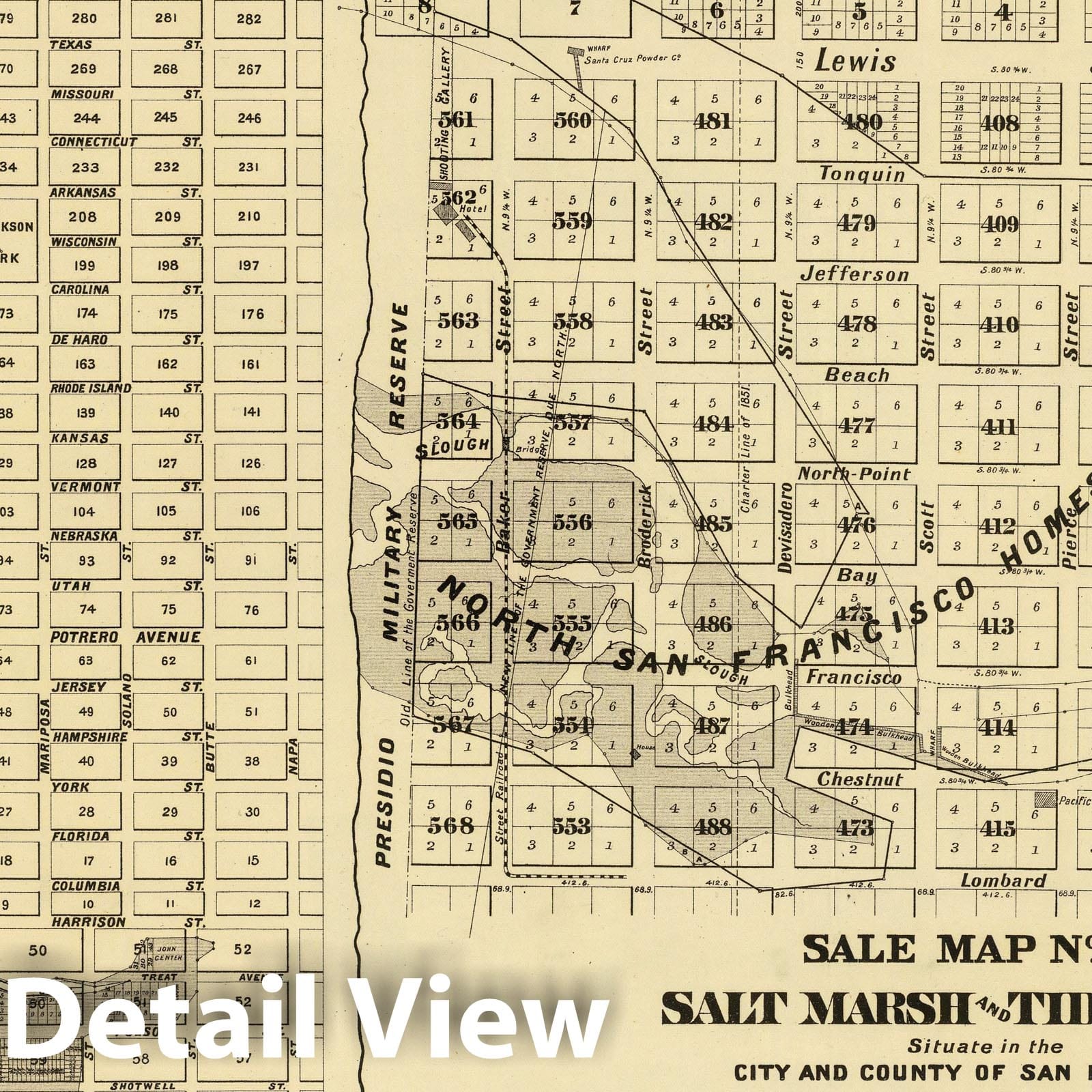Historic Map : Sale map no. 12. Salt marsh and tide lands situate in the city and county of San Francisco, 1873 - Vintage Wall Art