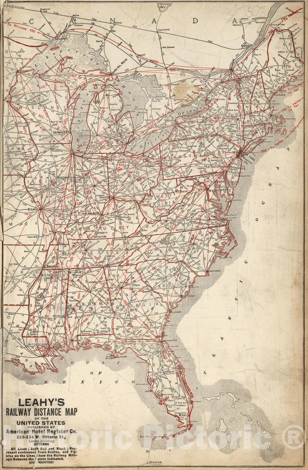 Historic Map : Railway Distance Map of the United States, 1934 v2