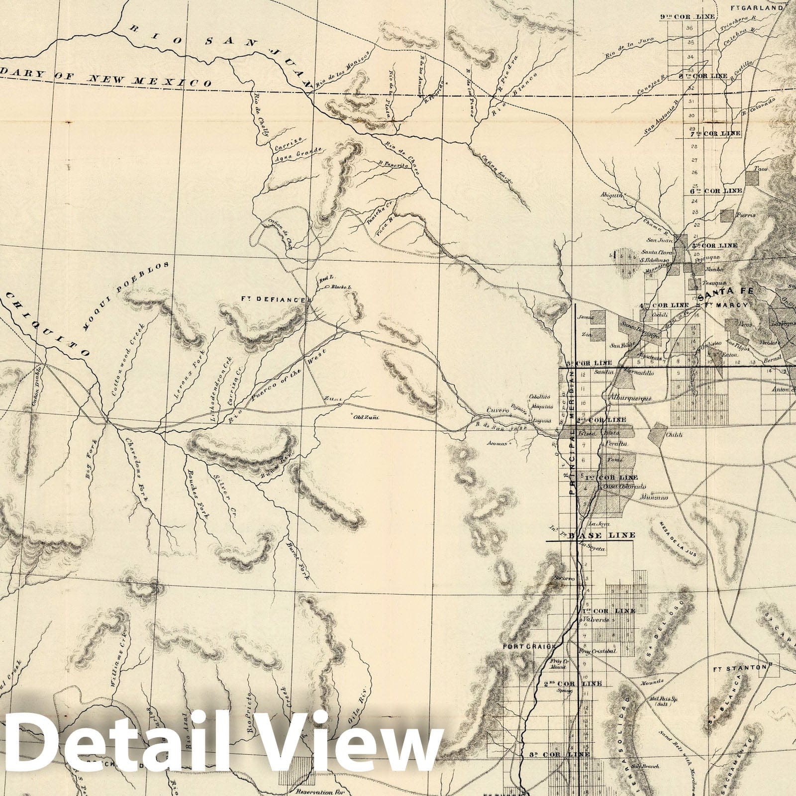 Historic Map : Sketch of Public Surveys in New Mexico 1861 - Vintage Wall Art