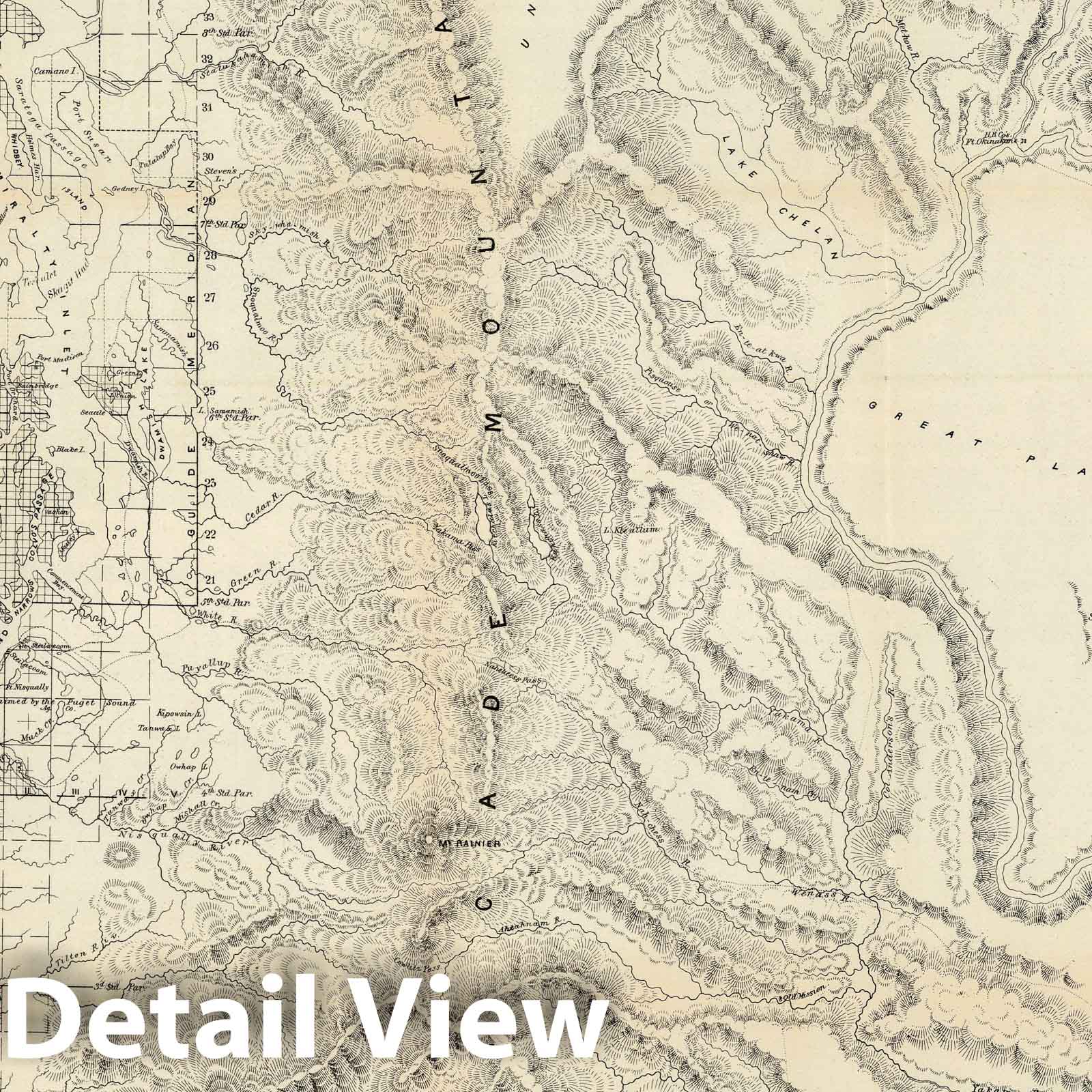 Historic Map : Map of a Part of Washington Territory,1859 - Vintage Wall Art