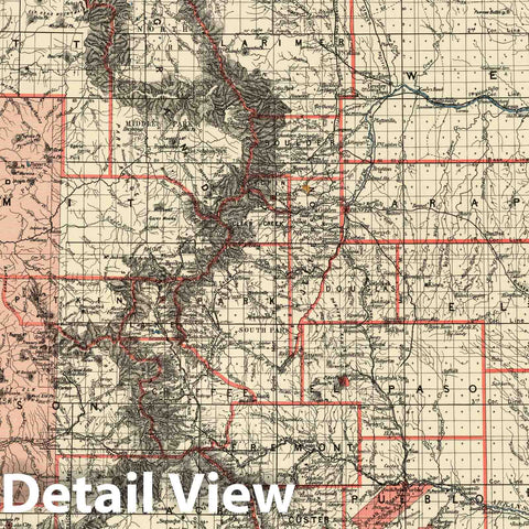 Historic Map : Department of The Interior General Land office Map - State of Colorado. 1881 1881 - Vintage Wall Art