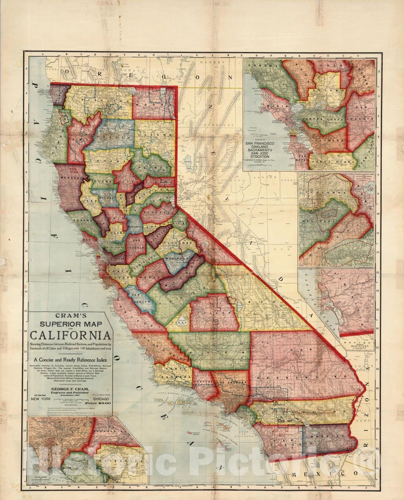 Historic Map : Superior Map of California, 1908 - Vintage Wall Art