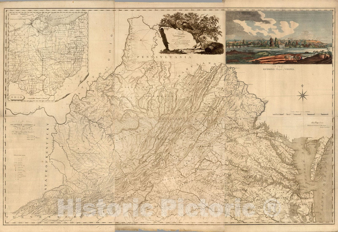 Historic Map : Composite: Map of Virginia, 1818 - Vintage Wall Art