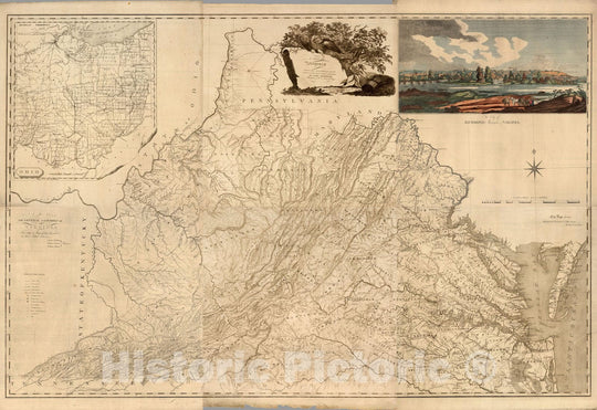 Historic Map : Composite: Map of Virginia, 1818 - Vintage Wall Art
