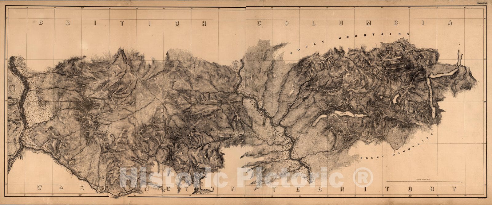 Historic Map : Sheet No. 1. Photo-Lithographic Copy of The Detailed Maps of The North West Boundary, 1866 - Vintage Wall Art