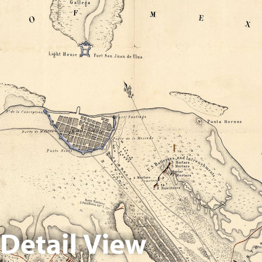 Historic Map : Siege of Vera Cruz, by the U.S. Troops 1847 - Vintage Wall Art