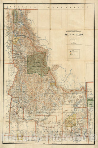 Historic Map : Map of State of Idaho, 1899 - Vintage Wall Art