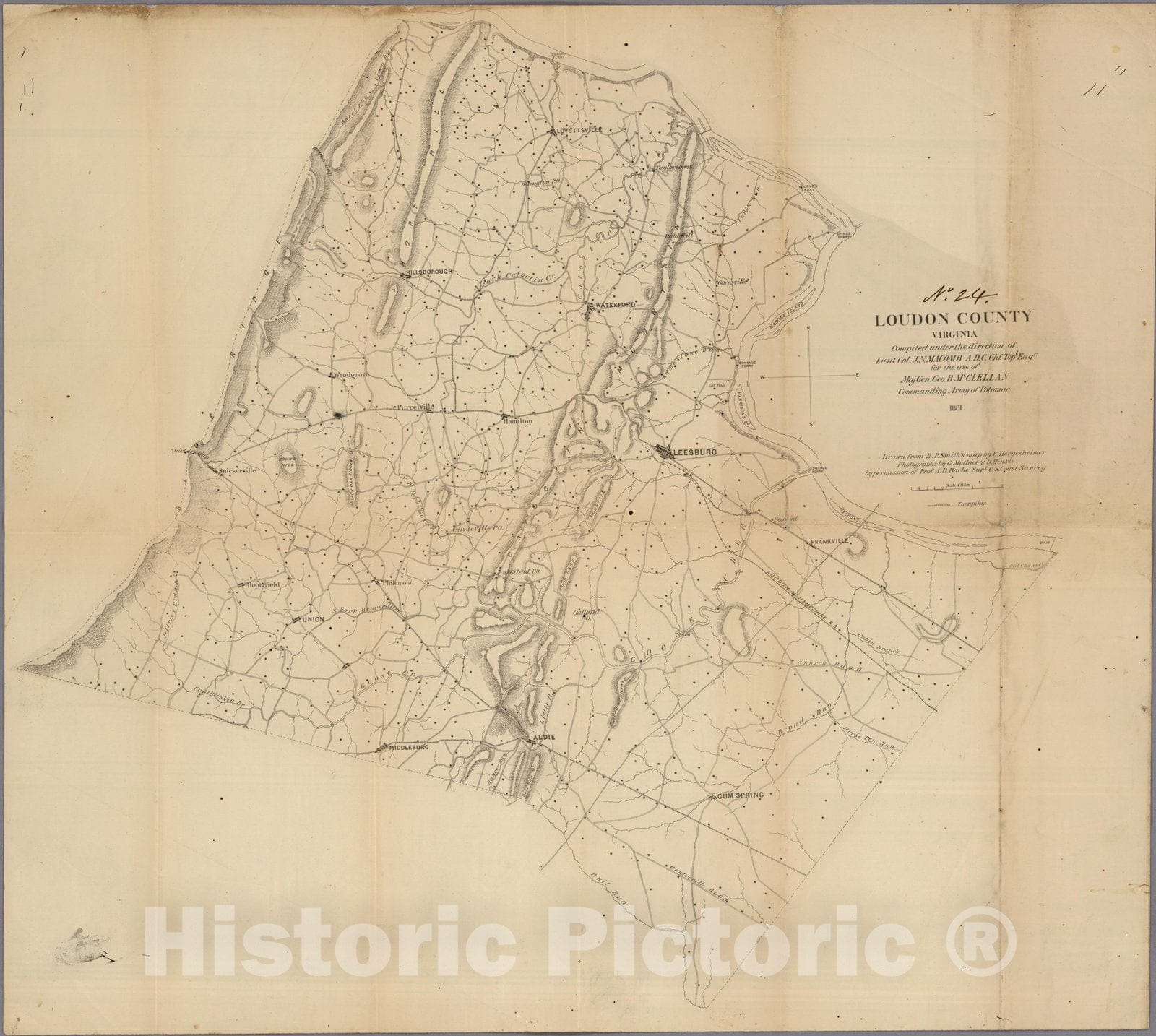 Historic Map : Loudon County Virginia 1861 - Vintage Wall Art