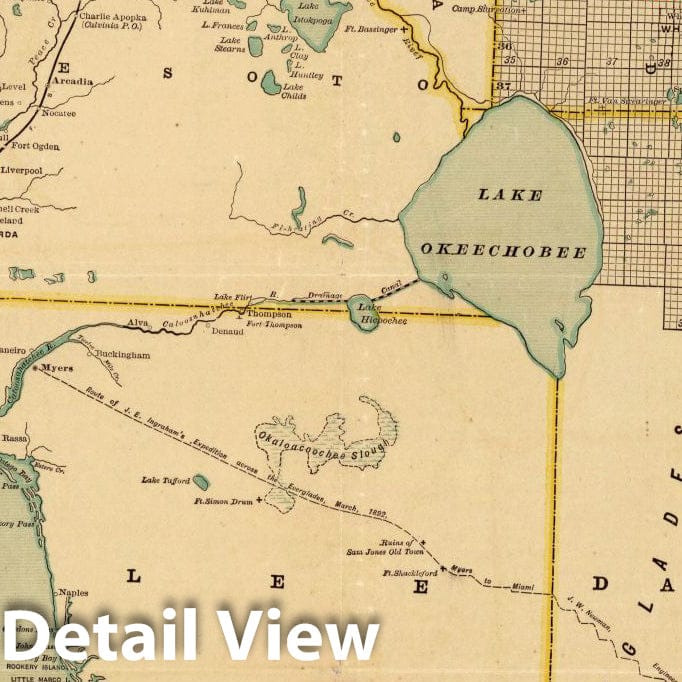 Historic Map - Map of the Peninsula of Florida and Adjacent Islands, 1896 - Vintage Wall Art