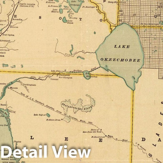 Historic Map - Map of the Peninsula of Florida and Adjacent Islands, 1896 - Vintage Wall Art