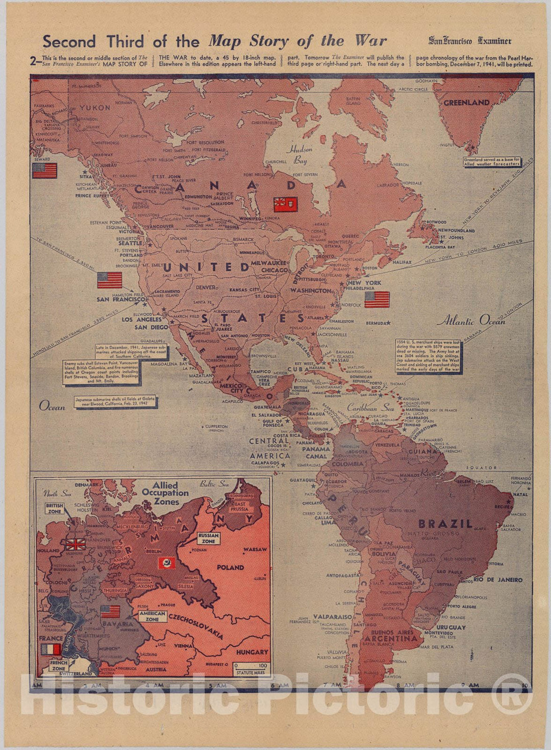 Historic Map : Second Third Map Story of the War, 1945, 1945 - Vintage Wall Art