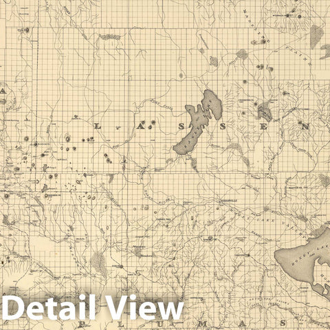 Historic Map : State Engineer's Map of Northern California, Northern California, Shasta, Lassen Counties (sheet 4) 1884 - Vintage Wall Art