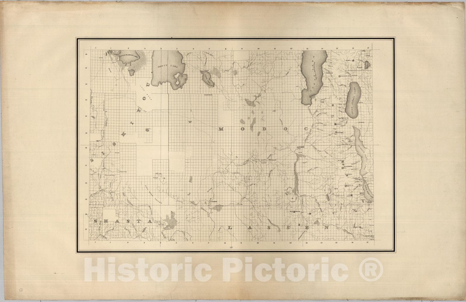 Historic Map : State Engineer's Map of Northern California, Northern California, Siskiyou, Modoc Counties (sheet 2) 1884 - Vintage Wall Art
