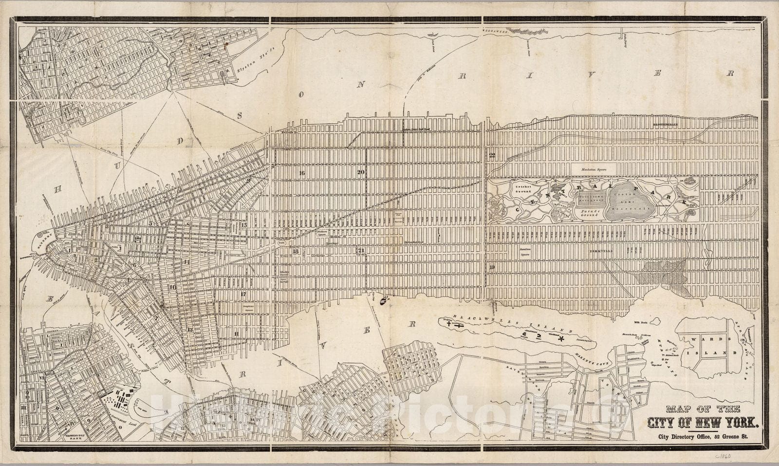 Historic Map : Map of The City of New York, 1860 - Vintage Wall Art