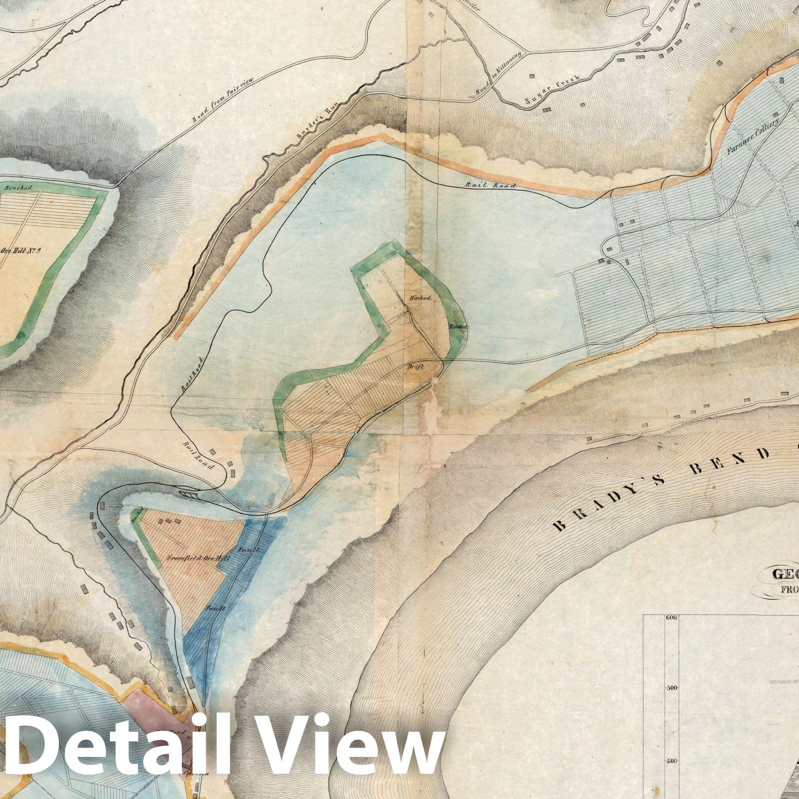Historic Map : Bradys Bend, Armstrong County Pennsylvania 1850 - Vintage Wall Art