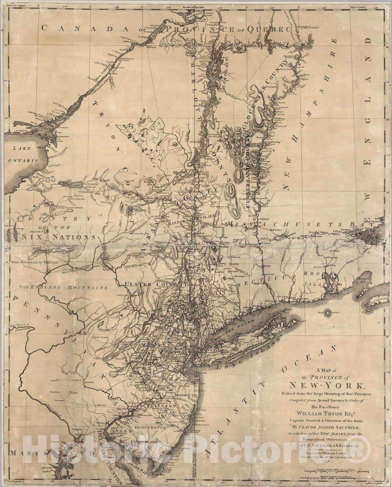 Historic Wall Map : Map of the Province of New - York, 1776 - Vintage Wall Art