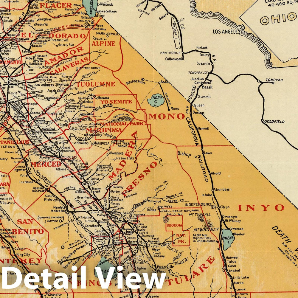 Historic Map : California Highway And Railroad Map, 1914 - Vintage Wall Art