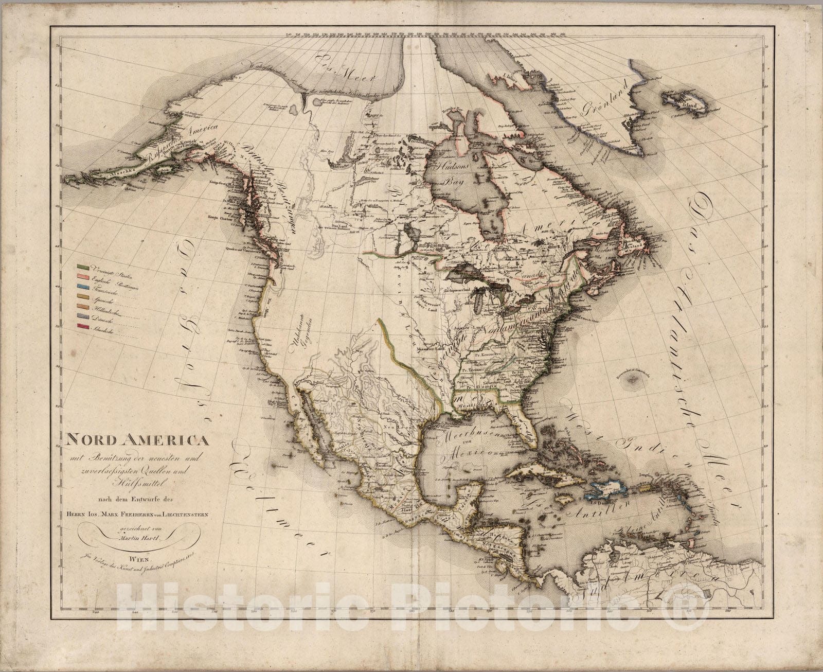 Historic Map : Nord America 1805 - Vintage Wall Art – Historic Pictoric