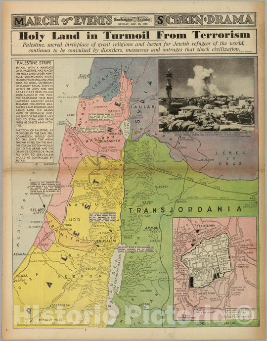 Historic Map : Map of Palestine, 1939 - Vintage Wall Art