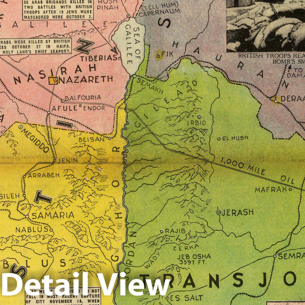 Historic Map : Map of Palestine, 1939 - Vintage Wall Art