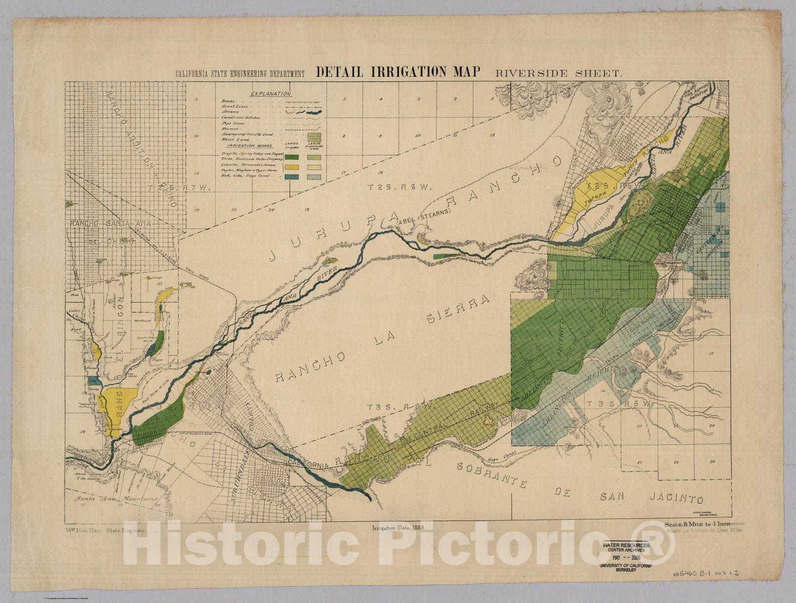 Historic Map : Riverside. Detail Irrigation Map, 1888 - Vintage Wall A ...