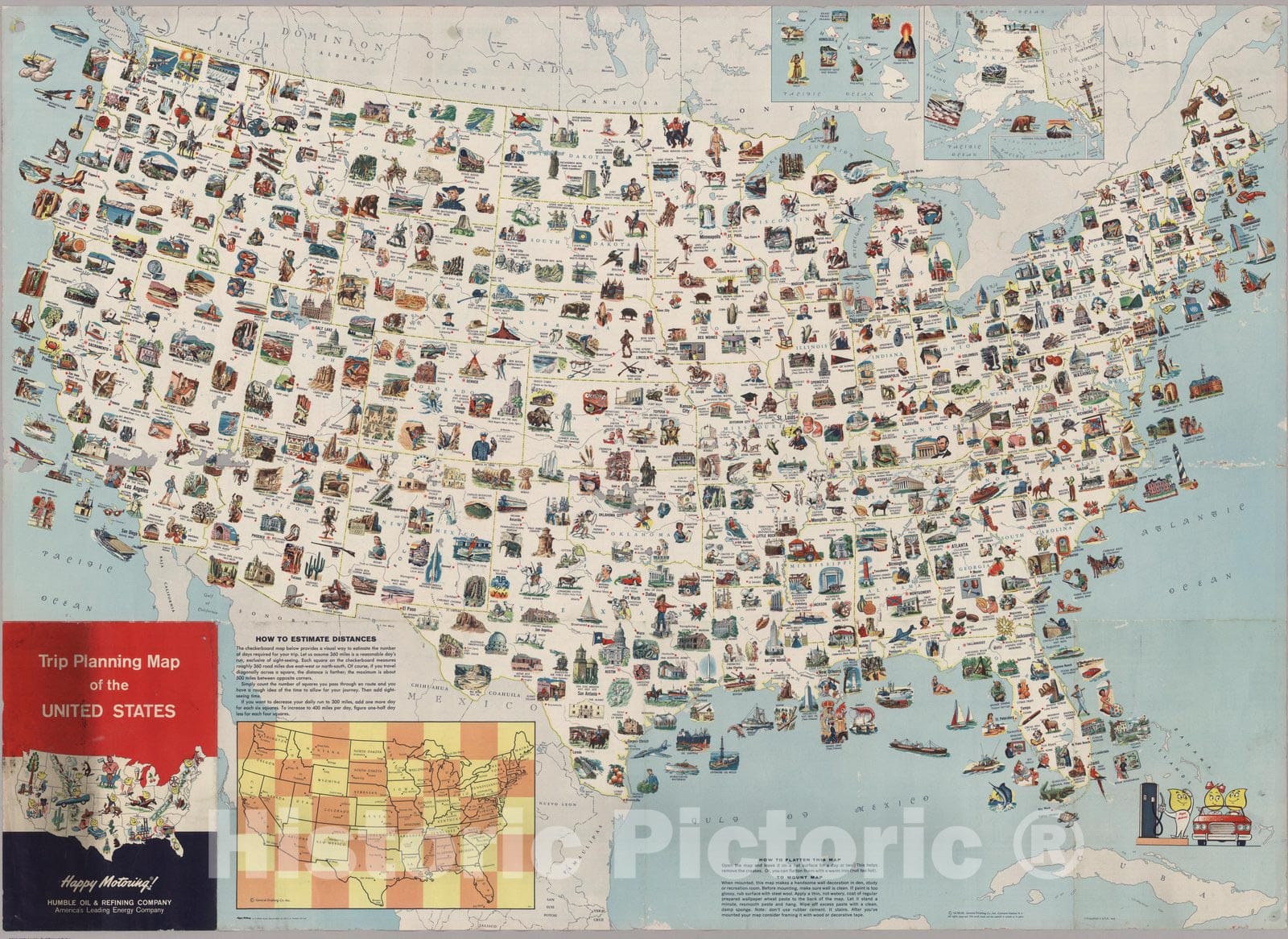 Historic Map : Trip Planning Map of The United States, 1962 - Vintage Wall Art