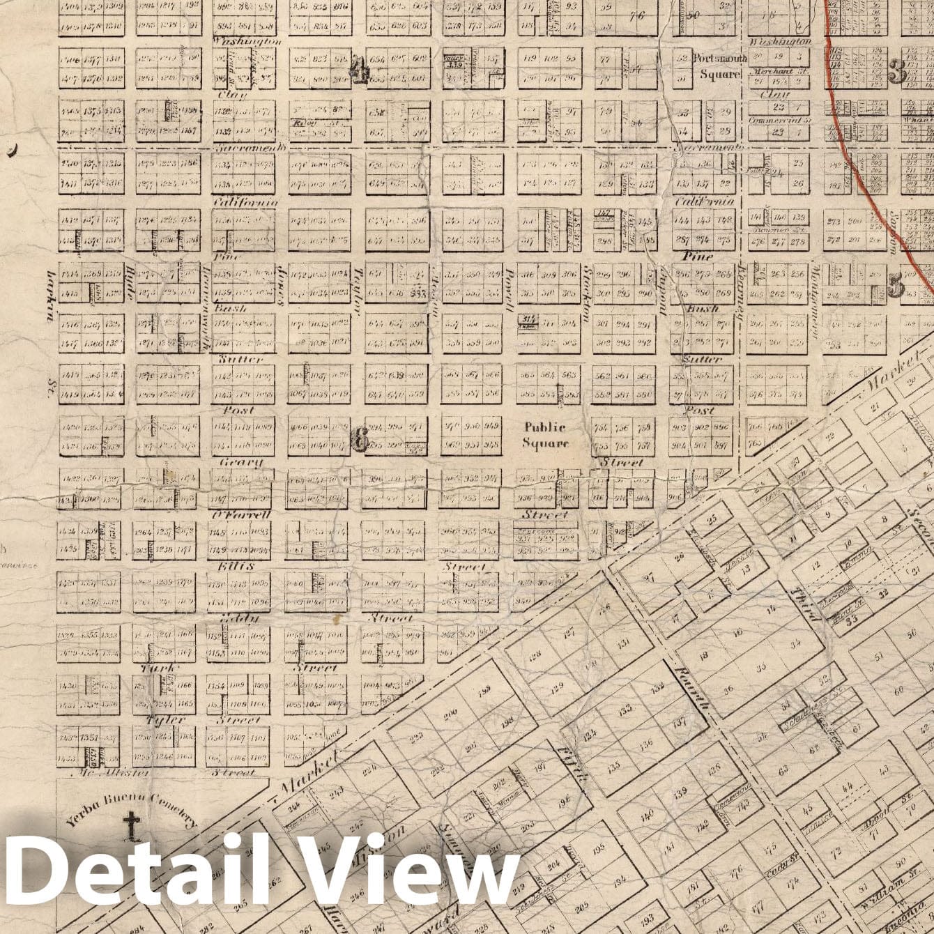 Historic Map : Official map of the City of San Francisco, 1851 - Vintage Wall Art