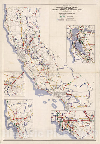 Historic Map : Progress Map, California Interstate Highways and Other Portions, May, 1962 - Vintage Wall Art