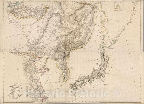 Historic Map : Composite: Map of the Island of Japan, Kurile &c, 1818 - Vintage Wall Art