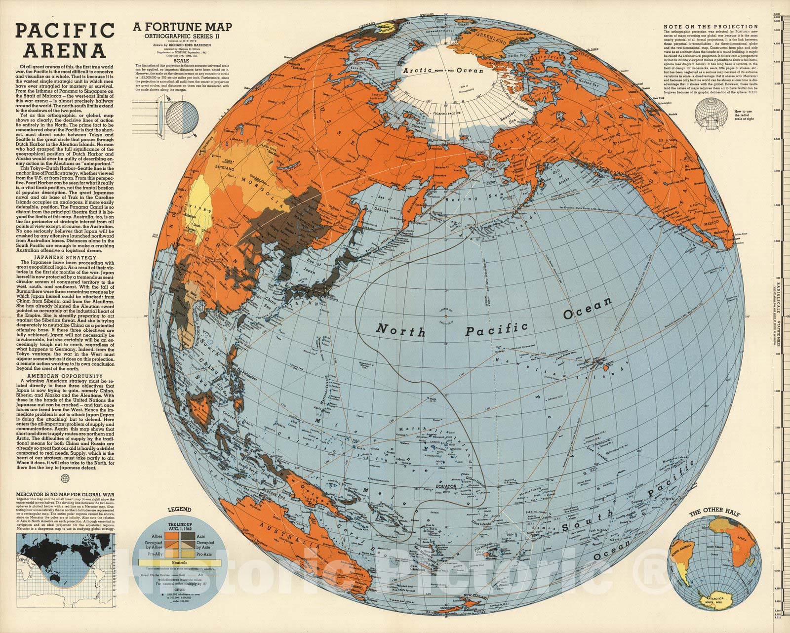 Historic Map : Pacific Arena. A Fortune Map. Orthographic Series II, 1942 - Vintage Wall Art