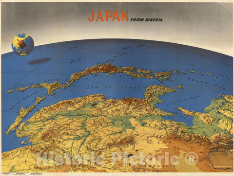 Historic Map : Japan from Siberia. 1943 - Vintage Wall Art