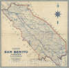 Historic Map - Denny's Pocket Map of San Benito County California, 1920, Edward Denny & Co. - Vintage Wall Art