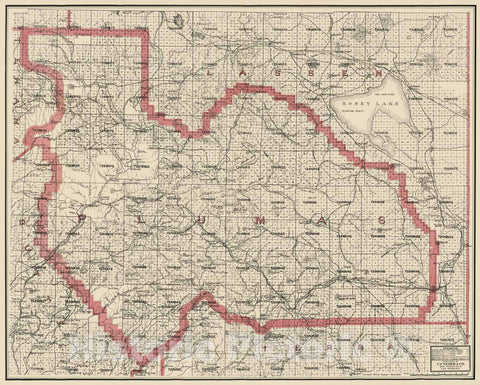Historic Map - Weber's Map of Plumas County, California, 1914 - Vintage Wall Art