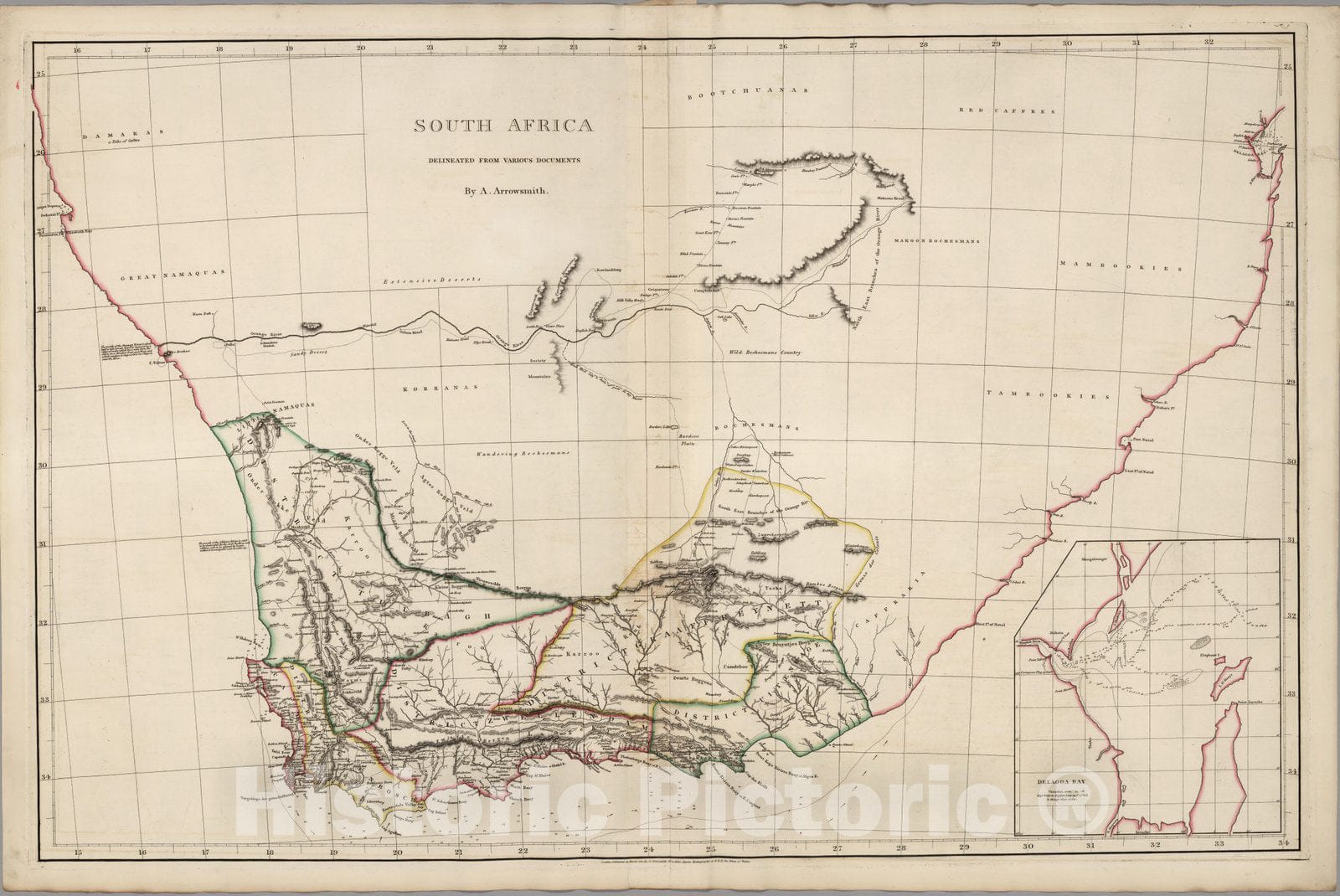 Historic Map : South Africa delineated from various documents. 1815 - Vintage Wall Art