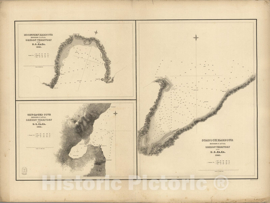 Historic Wall Map : Scabock (Seabeck) Harbour, Hooetzen Harbour (Jacks ...