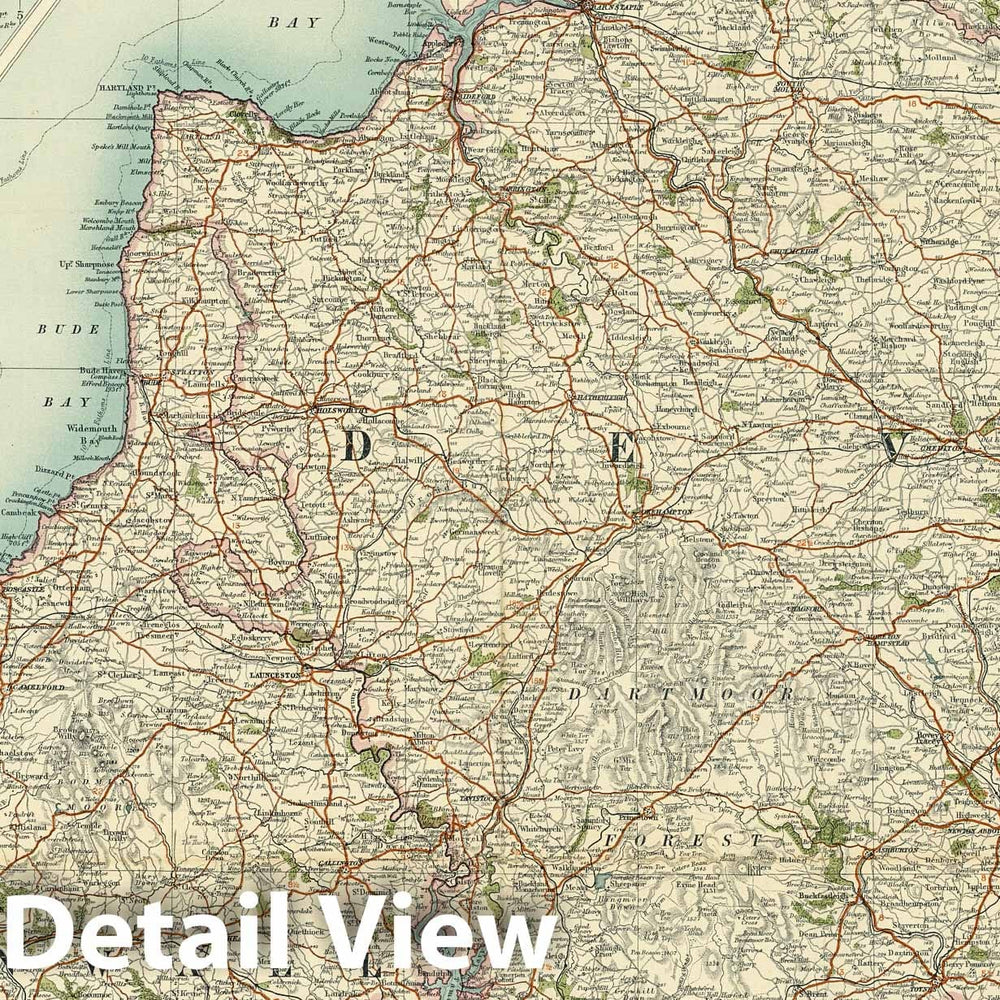 Historic Map : Sheet 10. Devon and Cornwall. 1921 - Vintage Wall Art ...
