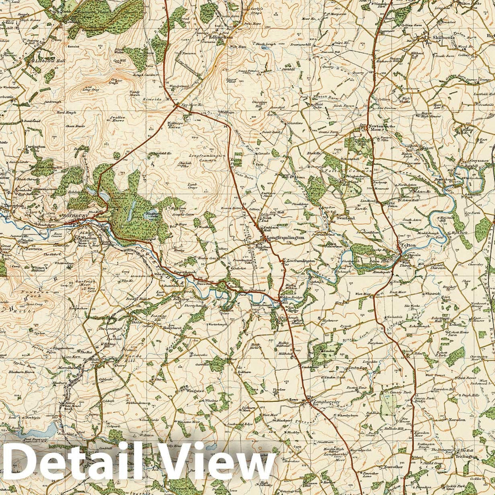 Historic Map : Sheet 4. Alnwick & Rothbury. 1922 - Vintage Wall Art ...